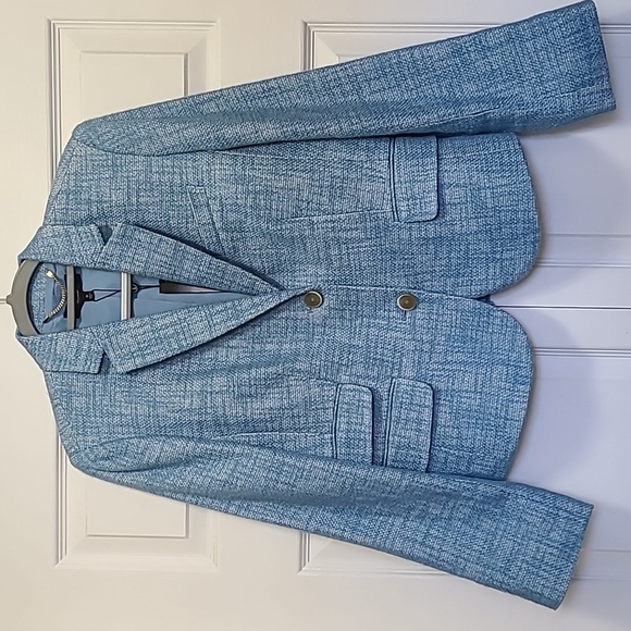 🔥Talbots Blazer Blue Tweed Jacket Women Size 10 NWT linen cotton blend - Picture 13 of 17